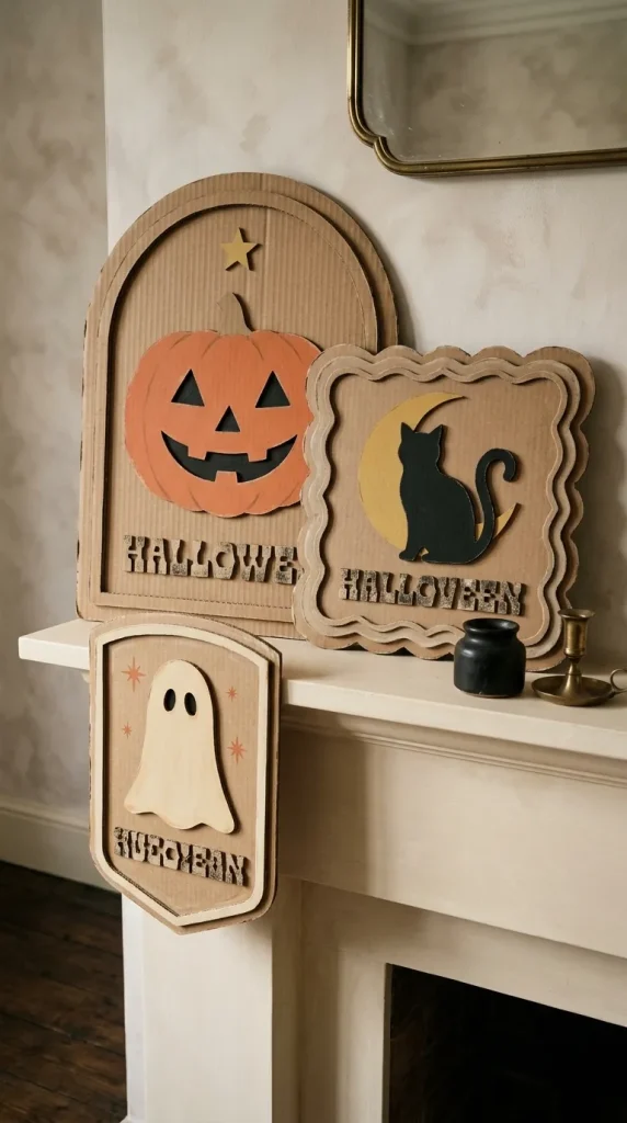 25 Cardboard Halloween Decorations DIY Ideas That Look Better Than a Shipping Box 16 Create a Vintage Cardboard Halloween Sign Collection