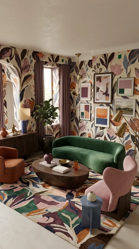 Design a Bold Maximalist Room Around an Emerald Couch
