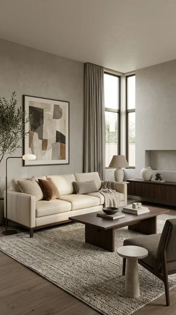 25 Cream Couch Living Room Ideas for Bright, Cozy and Stylish Spaces 26 Design a Cream Leather Living Room With Modern Contrast
