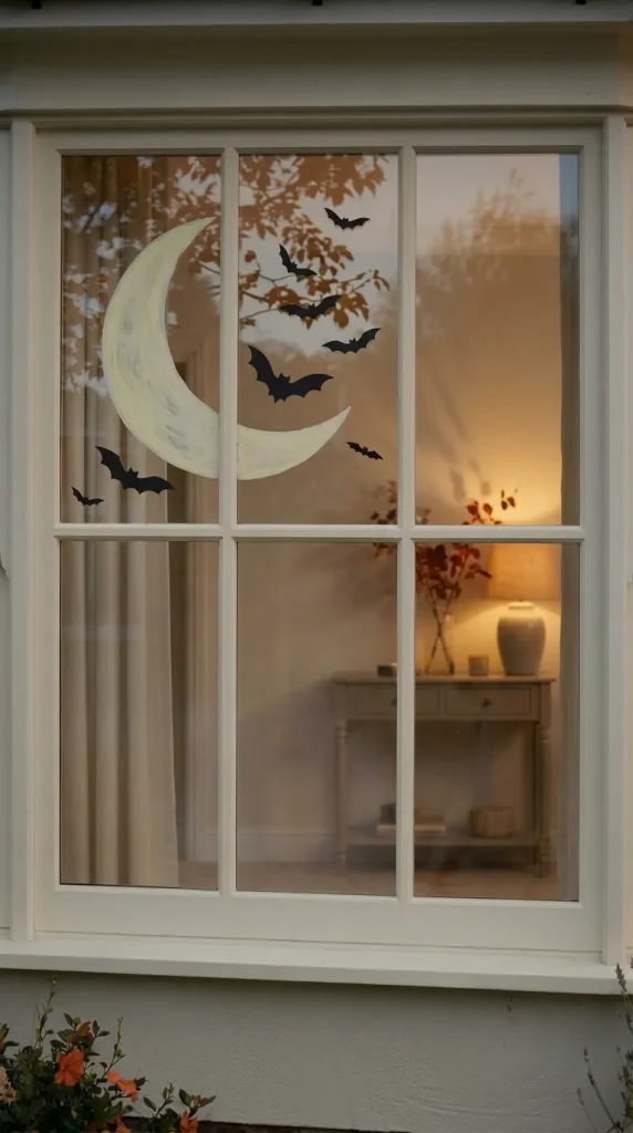 Draw a Minimal Crescent Moon and Flying Bats