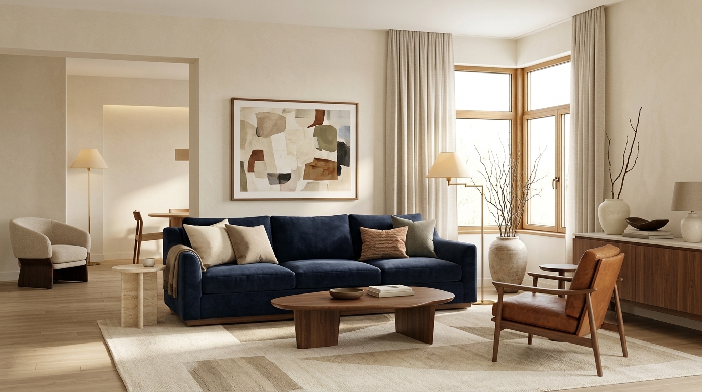 35 Navy Couch Living Room Ideas for Stylish, Cozy and Sophisticated Spaces 1 Featured Image