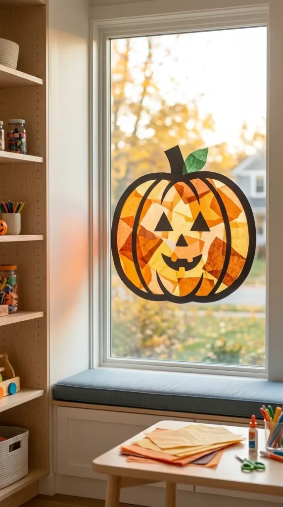 Make Tissue-Paper Pumpkin Windows