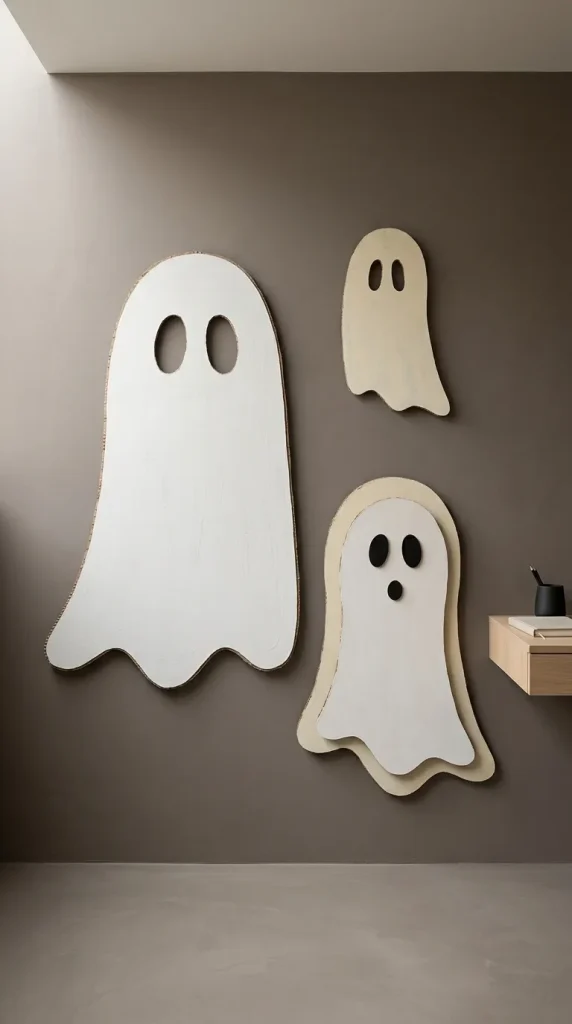 25 Cardboard Halloween Decorations DIY Ideas That Look Better Than a Shipping Box 20 Make a Cardboard Ghost Wall Silhouette