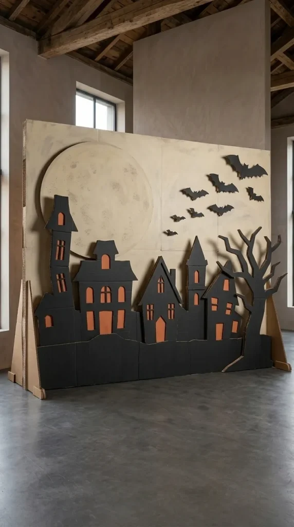25 Cardboard Halloween Decorations DIY Ideas That Look Better Than a Shipping Box 22 Make a Cardboard Photo Booth Backdrop