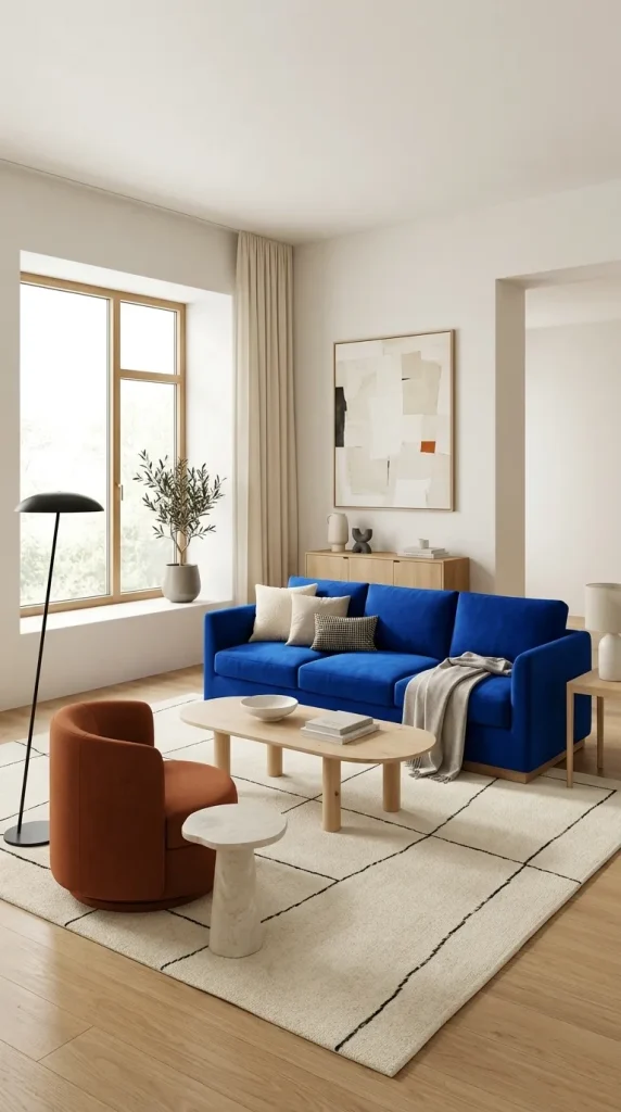 Make a Royal-Blue Sofa the Main Statement