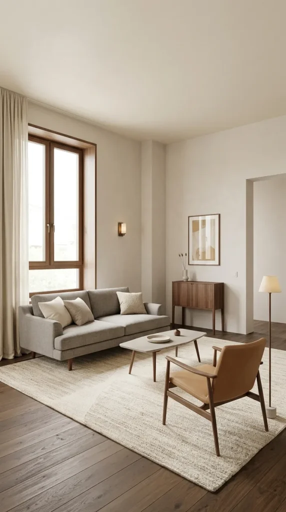 Make a Small Grey and Brown Living Room Feel Layered, Not Heavy