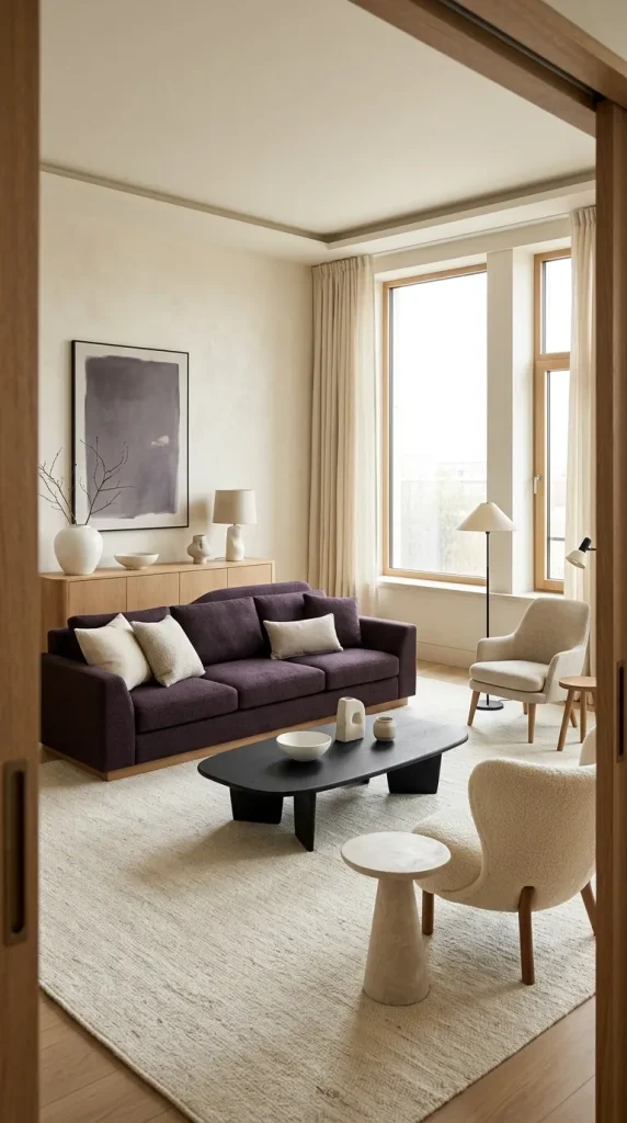 Pair Aubergine With Black and Cream