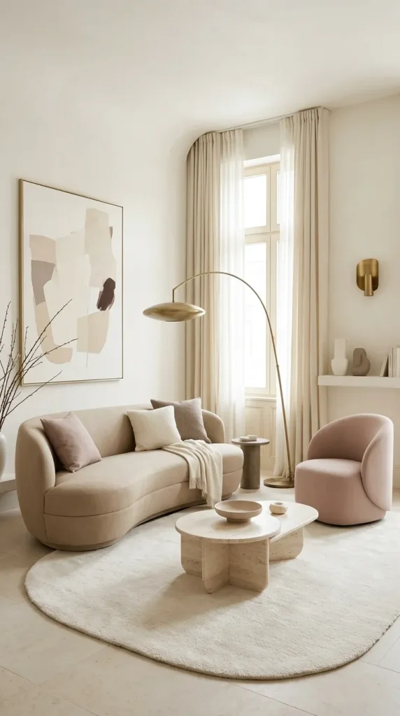 Pair Beige With Blush and Brass