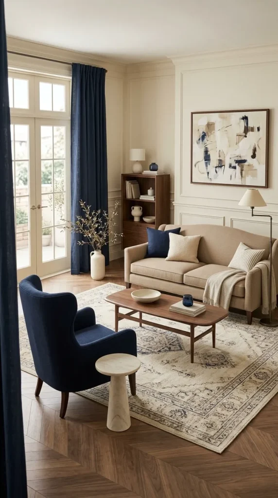 Pair Beige With Navy for a Tailored Look