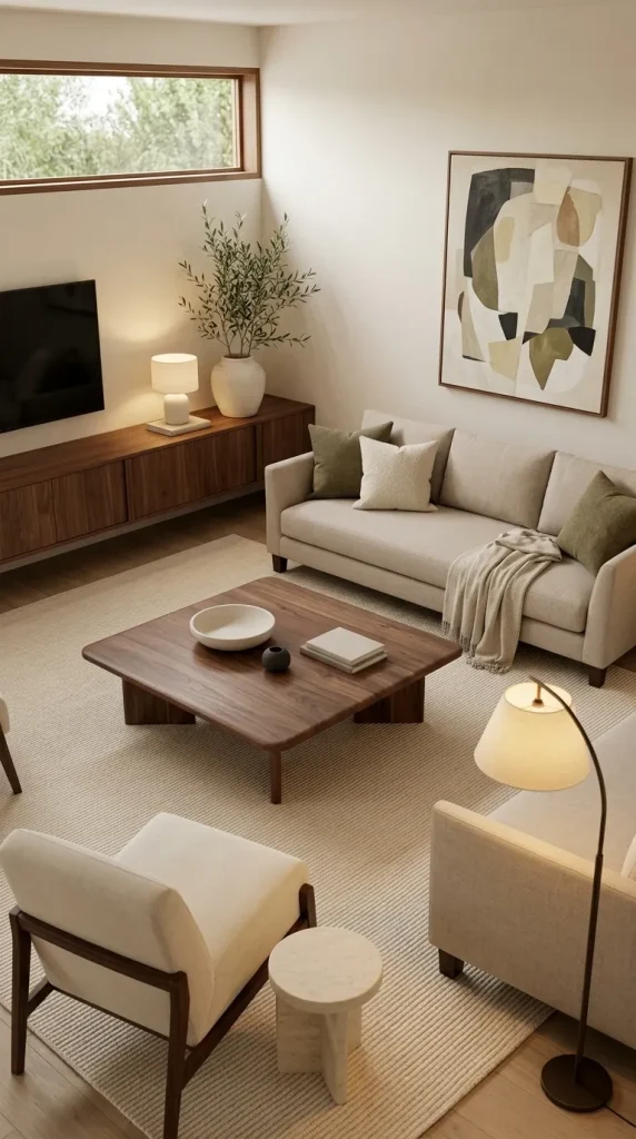 Pair Beige With Walnut for a Cozy Modern Room
