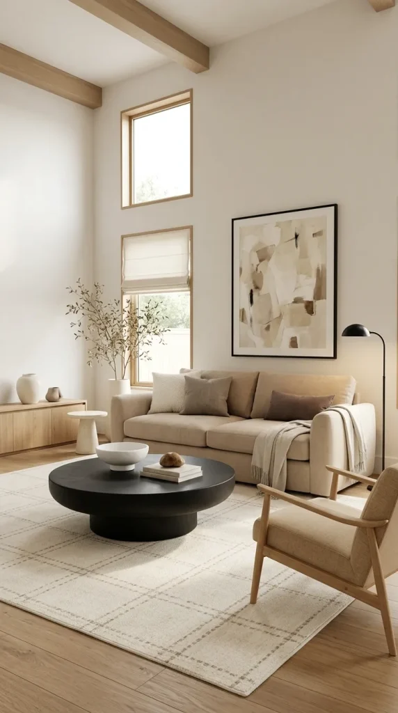 Pair Beige With a Black Coffee Table