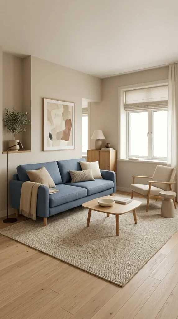 Pair Blue With Beige for a Softer Room