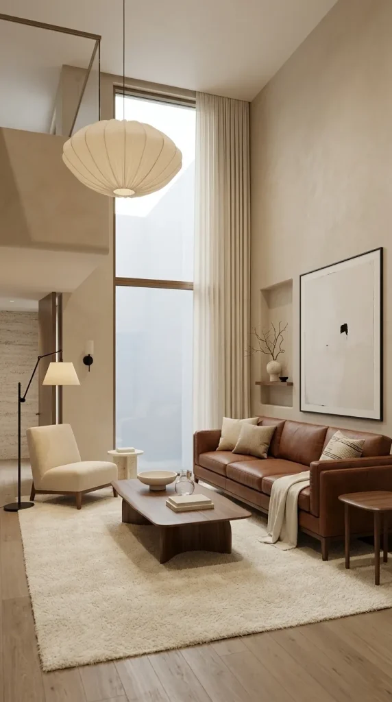 35 Brown Couch Living Room Ideas for Warm, Modern and Stylish Spaces 8 Pair Brown Leather With Cream and Walnut