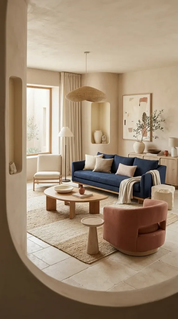 35 Navy Couch Living Room Ideas for Stylish, Cozy and Sophisticated Spaces 19 Pair Navy With Terracotta for an Earthy Contemporary Room
