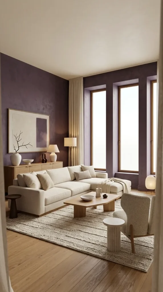 Pair Purple Walls With a Cream Sectional