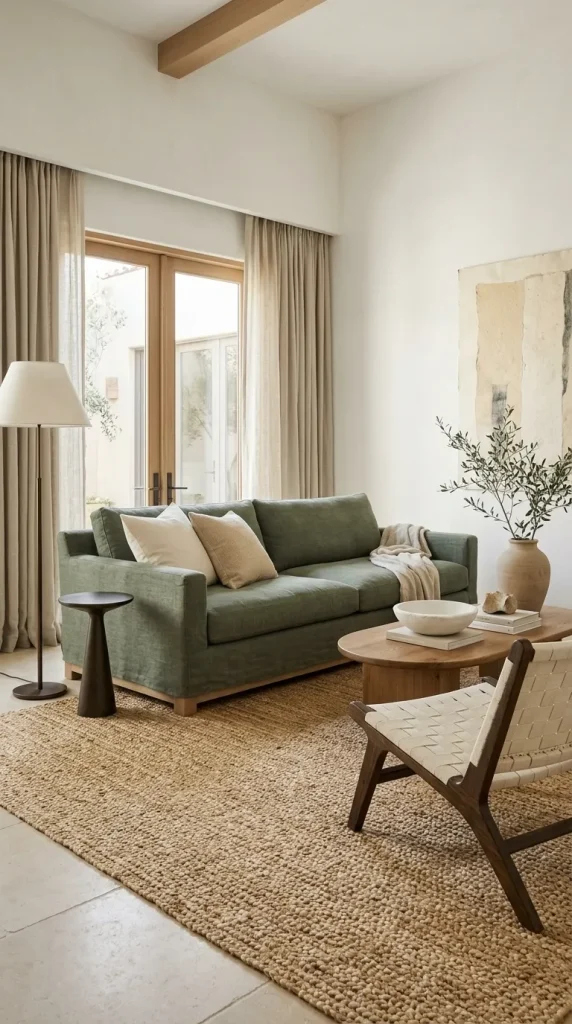 Pair a Green Couch With a Jute Rug