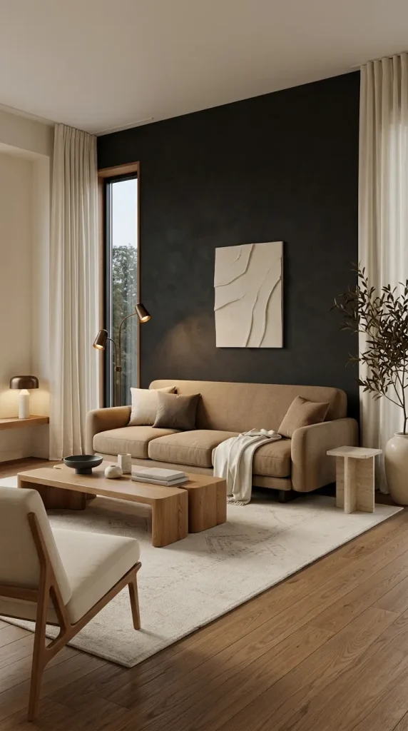 Put a Beige Couch Against a Dark Wall