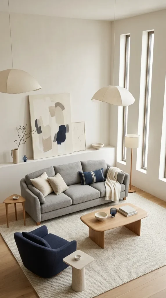 30 Grey Couch Living Room Ideas for Warm, Stylish and Colorful Spaces 8 Put a Grey Sofa Against Warm White Walls
