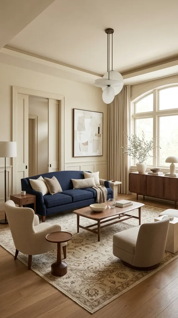 35 Navy Couch Living Room Ideas for Stylish, Cozy and Sophisticated Spaces 35 Style Navy for a Transitional Living Room