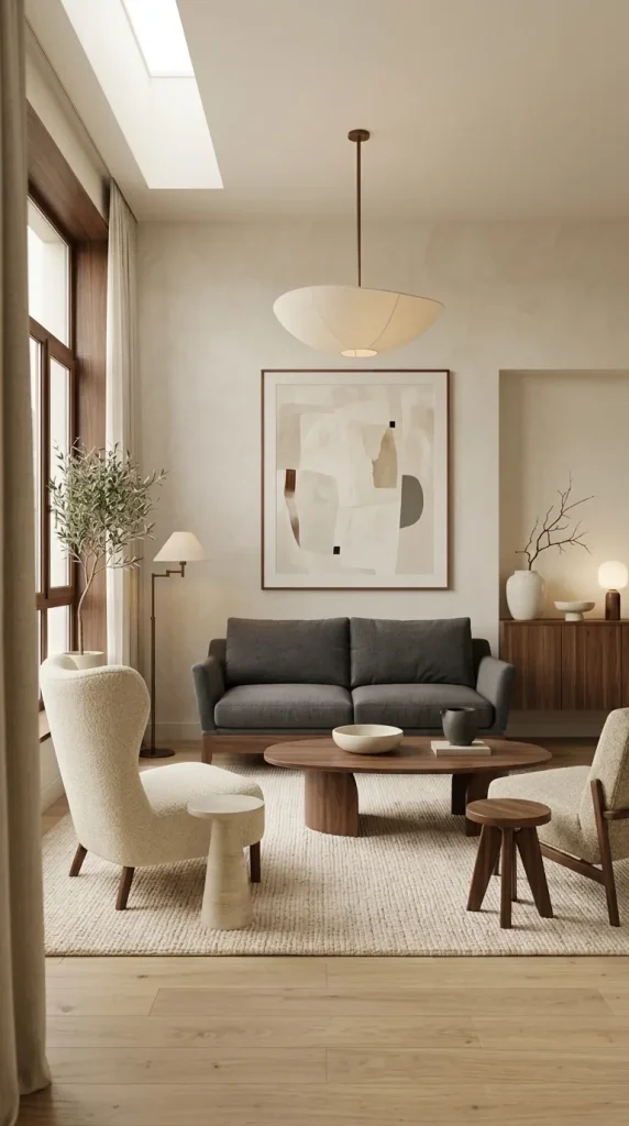 30 Grey Couch Living Room Ideas for Warm, Stylish and Colorful Spaces 4 Style a Charcoal Couch With Cream and Pale Wood