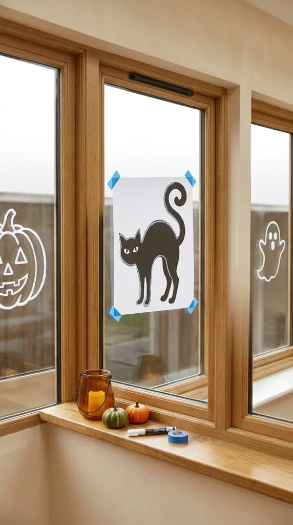 Trace Halloween Templates Behind the Glass