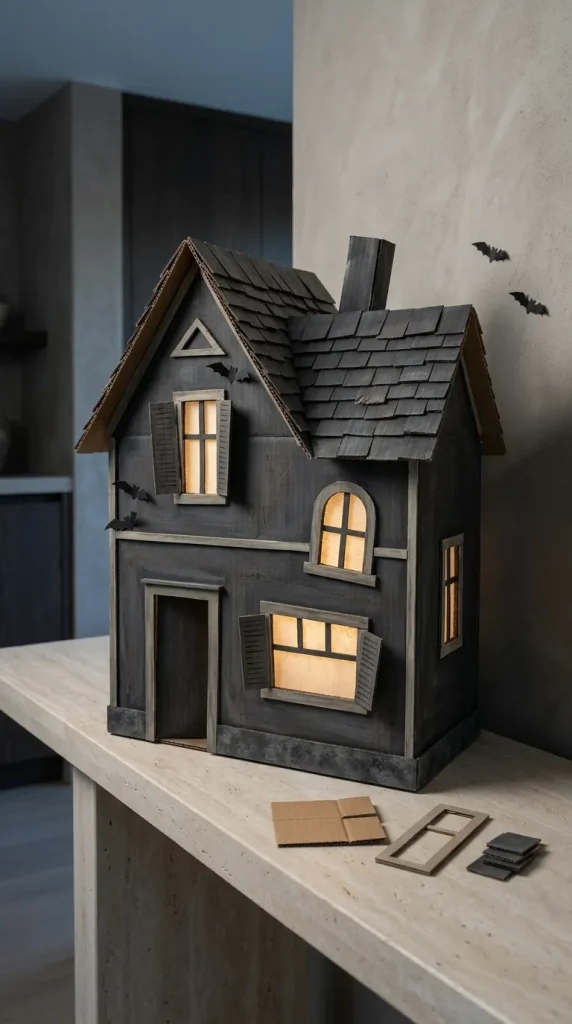 25 Cardboard Halloween Decorations DIY Ideas That Look Better Than a Shipping Box 6 Turn a Shipping Box Into a Tabletop Haunted House
