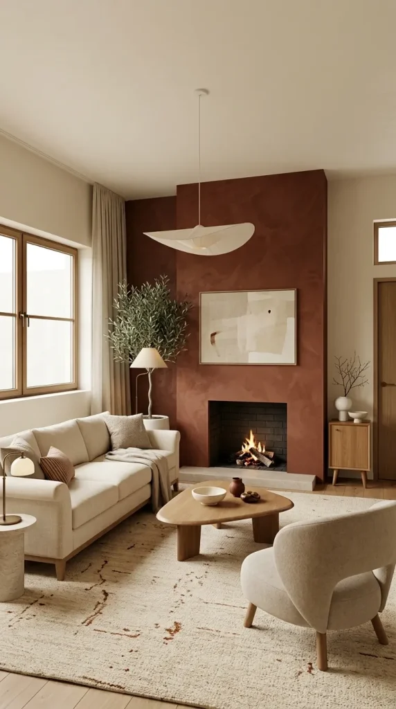 Use Deep Rust Around a Fireplace