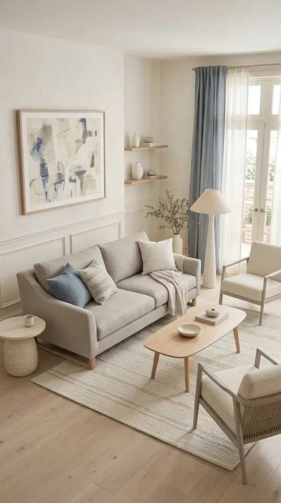 Use Dusty Blue for a Softer Living Room