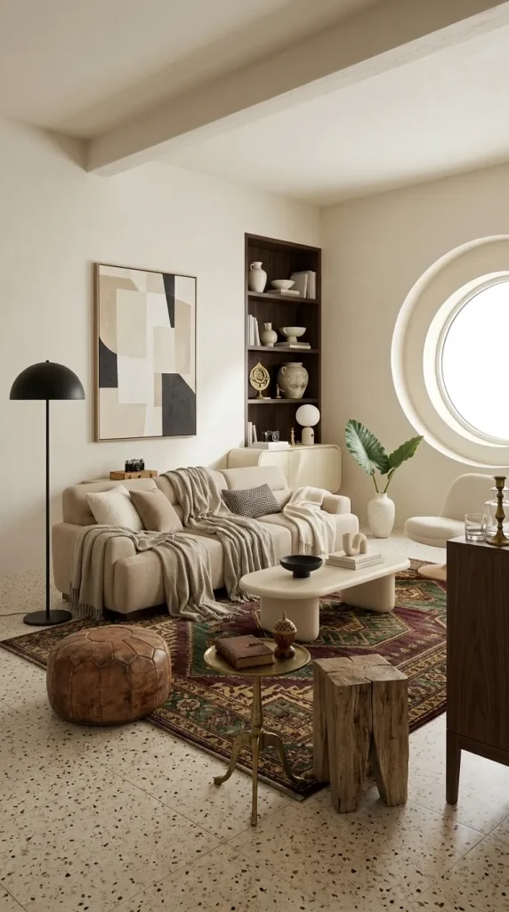 Use Jewel Tones Around a Beige Couch