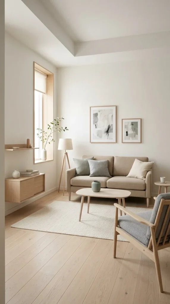 Use Pale Wood for a Scandinavian Beige Room
