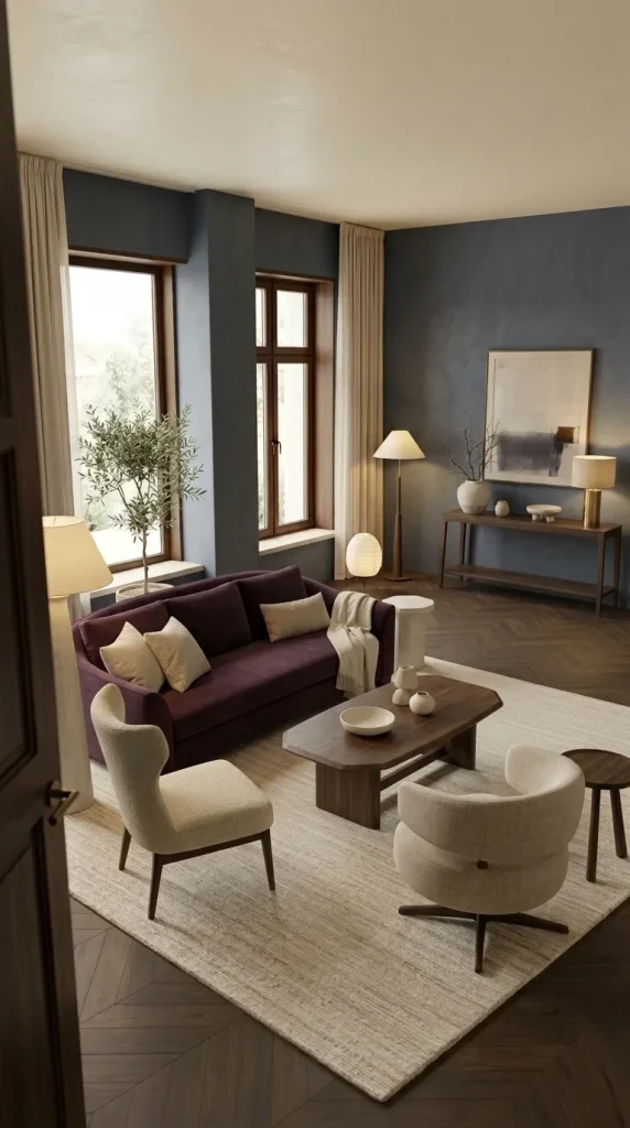 Use Purple and Navy for a Moody Room