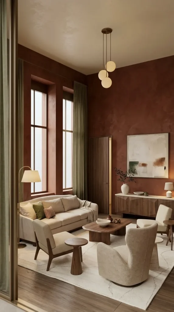 Use Rust Walls With Walnut and Olive