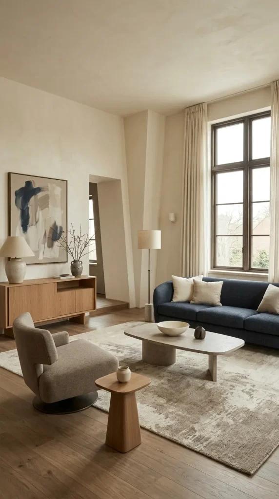 Use Taupe as a Quiet Bridge Between Blue and Cream