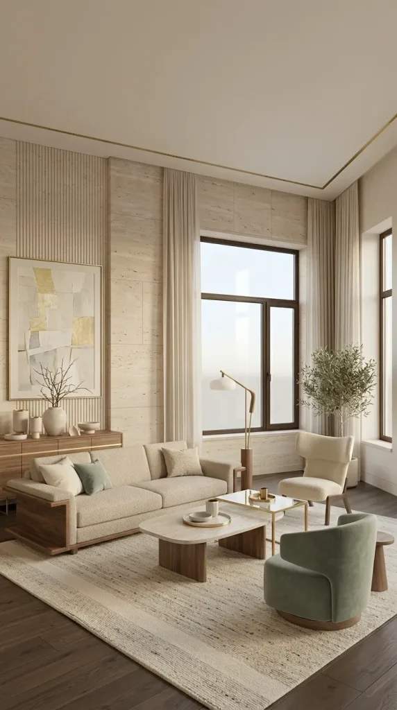 35 Gold Living Room Ideas for Elegant, Modern and Sophisticated Spaces 18 Use Walnut Furniture With Gold Accents