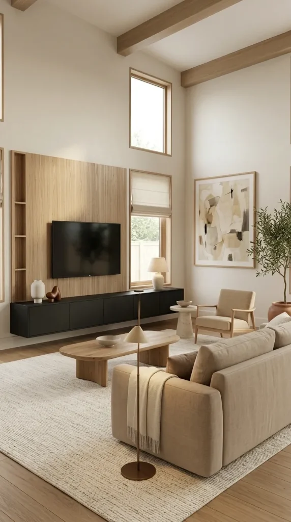 Use a Black Media Console With a Beige Couch