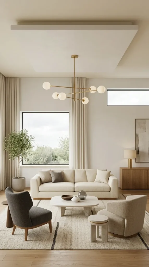 35 Gold Living Room Ideas for Elegant, Modern and Sophisticated Spaces 14 Use a Modern Gold Chandelier